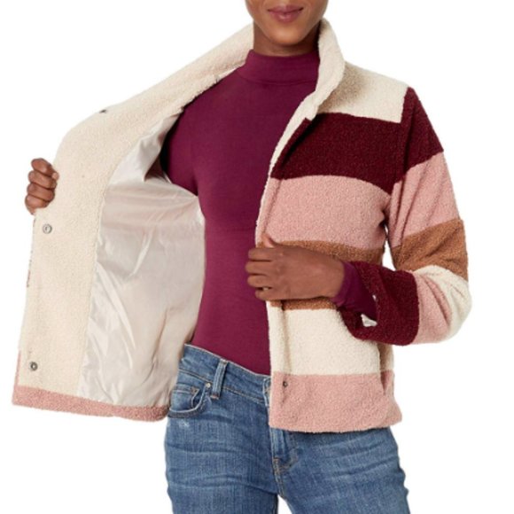 NWT! Mod-O-Doc Teddy Sherpa Color Block Funnel Neck Jacket - Picture 3 of 9